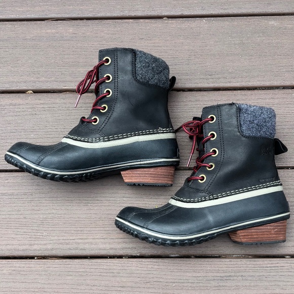 Sorel SLIMPACK II Lace Winter Boots Women's Size 8 Black Waterproof - LIKE NEW - Picture 3 of 10